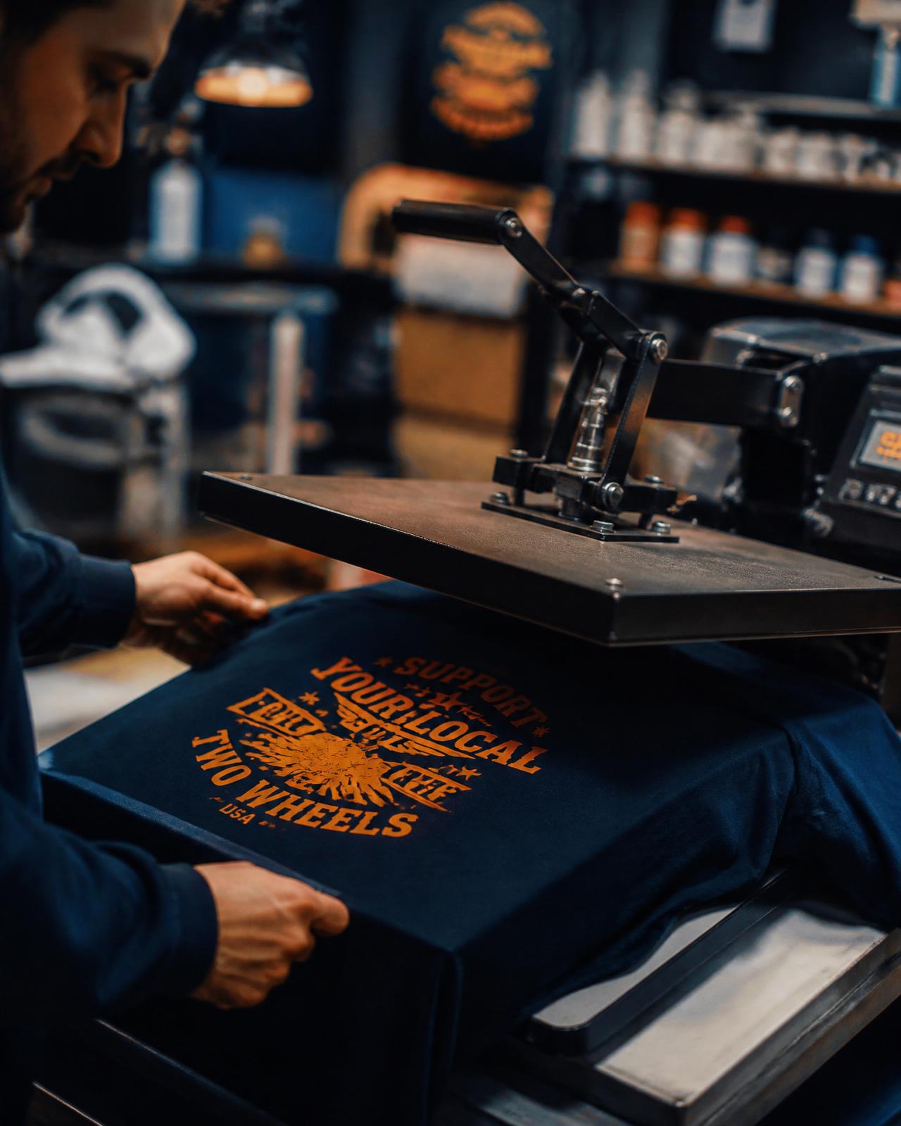 Heat press applying a custom design